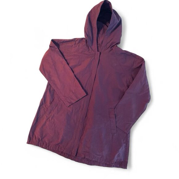 Eileen Fisher Dark Purple Raincoat L 46” Chest Lightweight Rain Jacket - Picture 1 of 7
